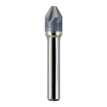 1/8in Dia., 1/8in Shank, 1-1/2in OAL, 90, 6 Flute Single End Countersink, Solid Carbide, Uncoated